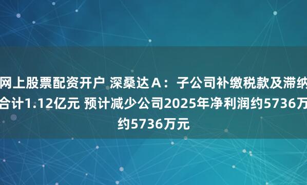 网上股票配资开户 深桑达Ａ：子公司补缴税款及滞纳金合计1.12亿元 预计减少公司2025年净利润约5736万元